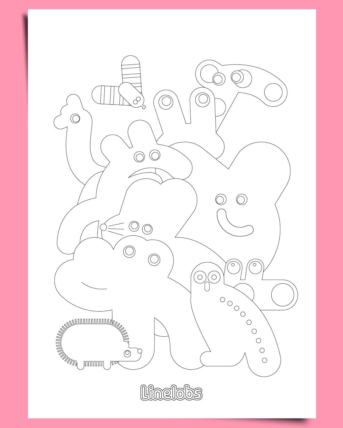 Linelobs Malvorlage – Lobmob Zoo Friends