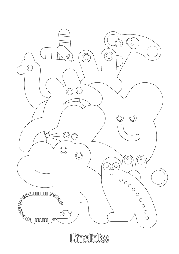 Linelobs Character Crowd colouring page