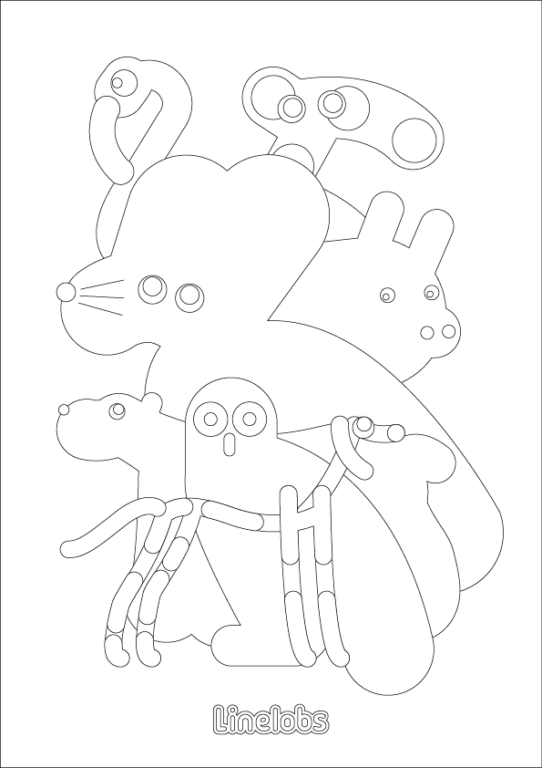 Character Crowd colouring page