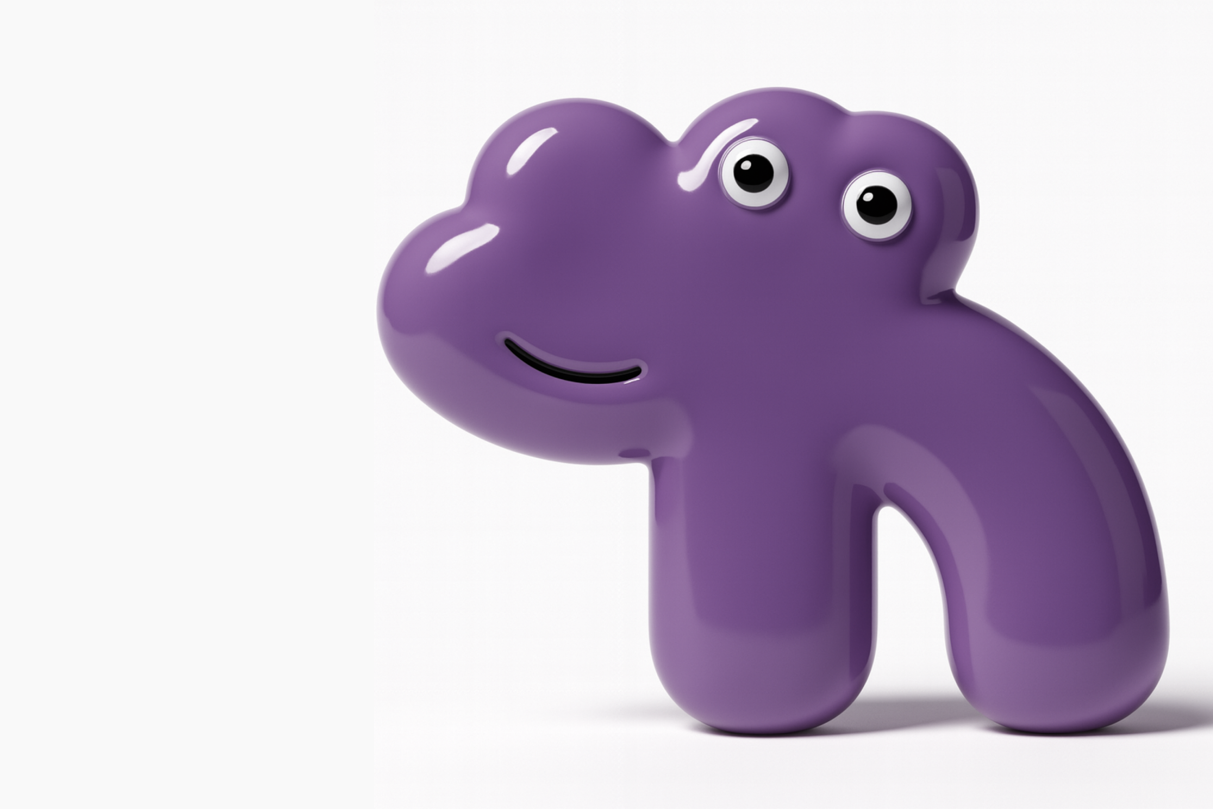 rhinoceros, ceramic, violet polished